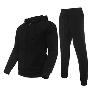 Men's Black Cotton Tracksuit Hoodie and Pants Set Full <b>Zip</b> <b>Hooded</b> Sweatshirt with Side Pockets Casual Autumn Wear Tracksuits - Product Image 6