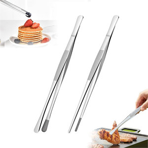 Pince de cuisine professionnelle en acier inoxydable, 2 pièces, 10 pouces, avec pointes dentelées de précision, pour chef, pour l'agencement des plats, respirante - Product Image 1