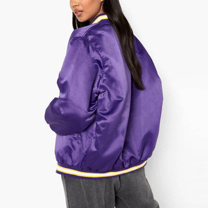Womens Bomber Jacket Hot Sexy Satin Front Zipper Waterproof Eco Friendly Windproof Plus Size Autumn Winter Wholesale Solid - Product Image 5