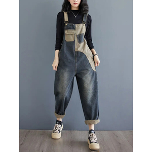 Salopette en jean décontractée et élégante pour femme, douce et confortable, avec bretelles réglables, tenue tendance pour le quotidien et le streetwear - Product Image 1