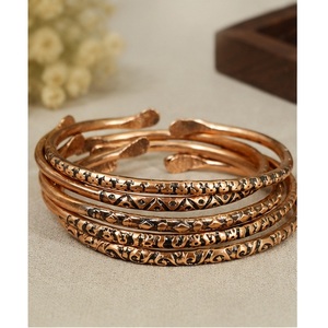 Manufacturer Direct Pure Copper Open Bangle Set Handcrafted Wholesale Jewelry Supplier - Product Image 4