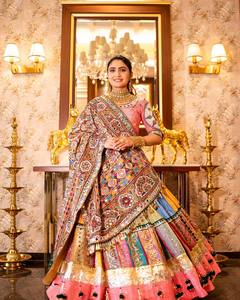 Malai Faux Georgette Beautiful Real Mirror Work Golden Gota Zari Lace Work Floor-Length Quick Dry Wrinkle Free Sun Protection - Product Image 4