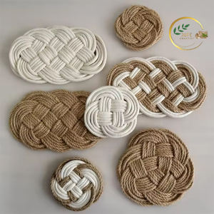 Posavasos Redondo de Yute Natural Estilo Boho Ecológico, Tapete Tejido para Tazas, Decoración para Cafeterías, Venta al por Mayor - Product Image 2