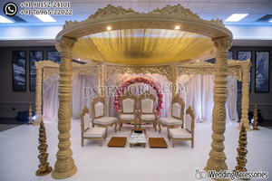 Elegant Wedding Mandap With Intricate Jali Frames South Indian Tamilian Marriage Chuppah Setup Exclusive Gujarati Vivah Mandapam - Product Image 6