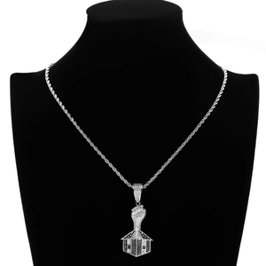Rhinestone Men Necklace <b>Ice</b> <b>Out</b> Cubic Zircon Hip Hop House Pendant Home Building Charm Gold Silver Bling Cuban <b>Chain</b> Jewelry - Product Image 5
