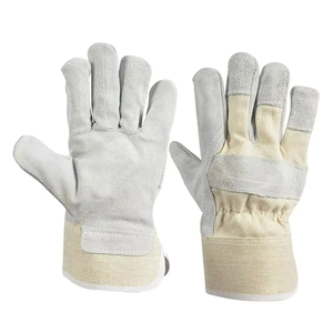 Gants de soudage en cuir doublés de coton, avec pouce droit, résistants aux éclaboussures de métal fondu, type B, pour soudage TIG/MIG, paume renforcée grise - Product Image 2