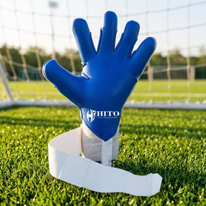 Gants de gardien de but de football en néoprène gris sur mesure avec sangle élastique en latex allemand de 4 mm, coupe hybride - Product Image 4