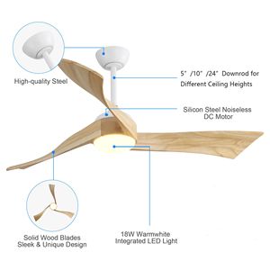 Ventilatore da Soffitto LED Minimalista da 52 Pollici con Telecomando a 6 Velocità, Motore DC a Risparmio Energetico e Luce - per Interni Moderni - Product Image 2
