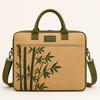 Sac à dos pour ordinateur portable en jute durable et écologique, fermeture éclair, grande capacité, style professionnel, bandoulière, pochette pour documents, pour le travail
