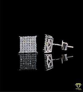 Boucles d'oreilles carrées Hip Hop Bling, finition or blanc, bijoux streetwear de luxe, accessoire de mode pour hommes et femmes, tendance pour les soirées et les clubs - Product Image 4