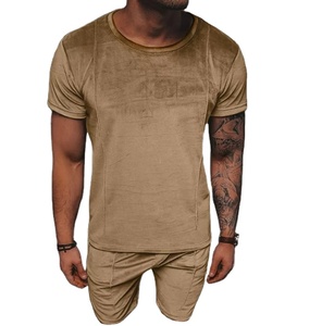 Ensemble de survêtement en velours côtelé pour homme, taille plus, coupe ajustée, jogging, short, ensemble de deux pièces, qualité supérieure, respirant - Product Image 1