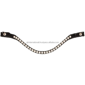 Bande de sourcils de cheval équestre en cuir léger de qualité supérieure avec cristaux personnalisés perles strass bande de sourcils en cuir - Product Image 5