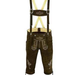 Lederhosen de cuero bávaro marrón oscuro para hombre, tallas europeas 46 a 62 - Product Image 1
