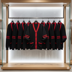 Cardigan brodé personnalisé rouge et noir, pull de sororité/fraternité, col en V tricoté, boutonné sur le devant, vêtement universitaire grec - Product Image 6