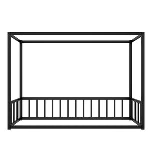 Moderno Letto a Basso Profilo per Letti Singoli e Matrimoniali con Parasole e Sponda di Sicurezza Stile Recinzione per Bambini - Product Image 5