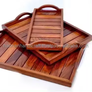 Plateau de service en bois de luxe fait main, écologique, magnifiquement poli, rehausse l'esthétique des objets artisanaux en bois - Product Image 2