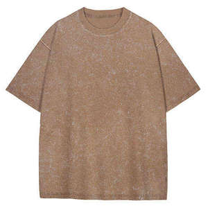 Men Brown Acid Wash T Shirt 100% Cotton Oversized Vintage Washed Streetwear Custom Logo Blank Tee - Product Image 2