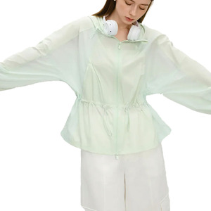 Custom Women <b>Lightweight</b> Hooded Windbreaker <b>Jacket</b> OEM Casual Outdoor Zip Up Cinched Waist Running Rain <b>jacket</b> for men Wholesale - Product Image 3