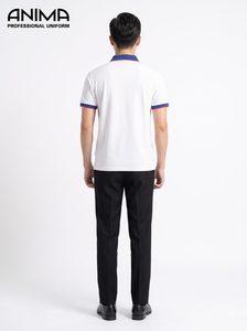 Camisa Polo Blanca de Uniforme Universitario HaUI para Hombre, Logotipo Bordado de Alta Calidad y Lujo - Product Image 1