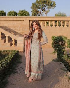 TRENDING GEORGETTE EMBROIDERY SEQUENCE WORK <b>TOP</b> SHARARA WITH DUPATTA SEA GREEN AG501 salwar kameez pakistani suit lawn - Product Image 4