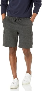 Shorts cargo à carreaux gris foncé pour homme, taille mi-haute, cordon de serrage, poches décontractées, 100 % polyester, tissu respirant à séchage rapide, tissé - Product Image 6