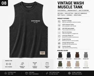 Wholesale Custom Vintage Retro 100% Cotton Oversized Knitted Breathable Streetwear Tank Top Men Acid Wash Sleeveless <b>T</b>-<b>Shirt</b> - Product Image 1