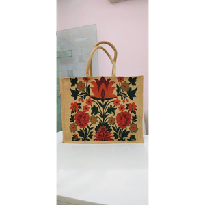 Printed Rectangle <b>Jute</b> Tote Bag-Eco-Friendly Hand-Style Print with Eco-Friendly Colors Durable Lightweight for Retirement Diwali - Product Image 1