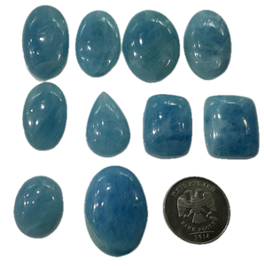 Cabujón de Aguamarina Azul Natural, Piedra Preciosa Suelta, Pulida y Lisa, para Diseño de Joyería, Cristal de Reiki para Sanación - Product Image 3