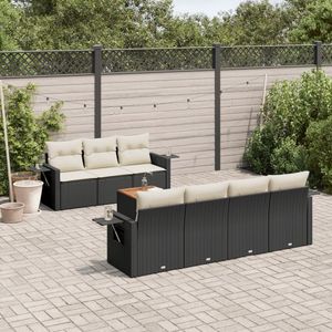 Conjunto de Sofás de Jardín en Negro y Blanco Crema para Muebles de Patio - Product Image 1