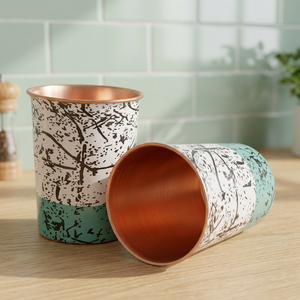 Abstract Art Copper Tumbler Modern Printed Water Glass Minimalist Copper Drinking Cup Contemporary Home <b>Kitchen</b> Drinkware - Product Image 5