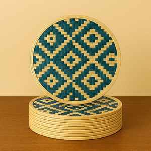 Sets de table bohèmes faits à la main en fibre de bambou 100% |   Tapis ronds écologiques pour restaurants, cafés et usage domestique |   Approvisionnement en gros - Product Image 1