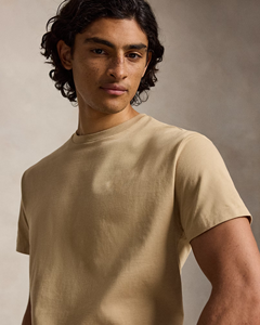T-shirt à manches courtes et col rond en coton beige uni pour homme – Léger, doux, confortable, idéal pour un usage quotidien et une mode décontractée - Product Image 5