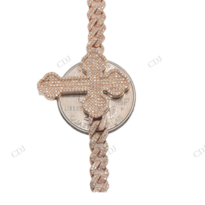 5MM 22" Sterling <b>Silver</b> Cuban Link Chain with Moissanite Brilliant Cut Unisex Hip Hop Party Iced Style Necklace - Product Image 2