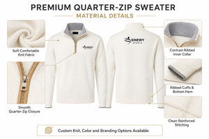 Custom White Quarter Zip <b>Pullover</b> Sweater High Collar Knit <b>Jumper</b> OEM Manufacturer - Product Image 6