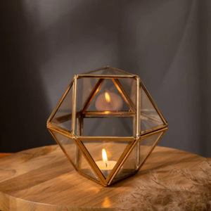 Star Tealight Holders Set of 2 Gold Glass <b>Candle</b> tealight Holders - Product Image 2