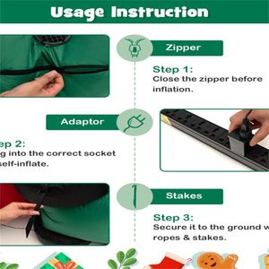 Decorazione Natalizia Gonfiabile da Esterno con Luci LED Colorate, 2,7 Metri, Negozio di Pan di Zenzero e Babbo Natale - Product Image 5