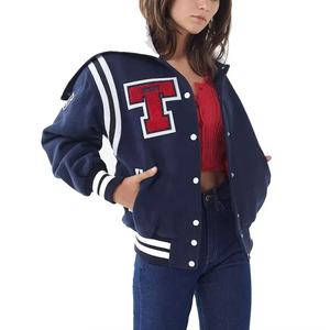 Venta al por mayor estilo de moda personalizada larga Mujer Letterman chaqueta de calidad superior mujeres recortadas Varsity chaquetas con bolsillos delanteros - Product Image 5