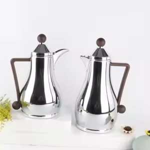 Ensemble de thé et de café de luxe en acier inoxydable plaqué argent avec plateau de service, théière arabe turque, ensemble de pot Dallah - Product Image 4