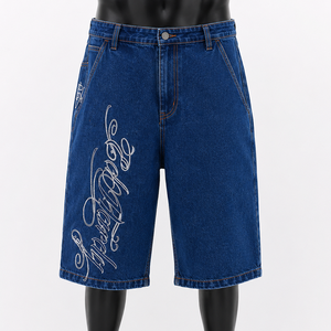 Pantalones Cortos de Mezclilla Personalizados para Hombre, Estilo Baggy, Hasta la Rodilla, Fabricante de Jeans Oversize Streetwear, Venta al por Mayor OEM ODM - Product Image 1