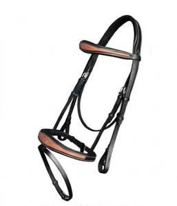 Herraduras de Cuero Inglesas Negras con Detalles Marrones Estilo Snaffle Talla Completa RUB INTERNATIONAL Modelo 7860S - Product Image 3