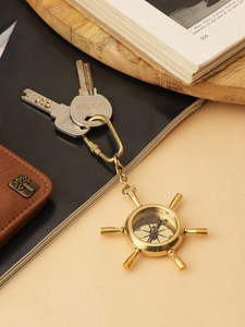 Handmade Vintage Brass Ship Wheel Locking Keychain Nautical Maritime <b>Key</b> <b>Ring</b> Collectible Gift <b>Accessory</b> - Product Image 1