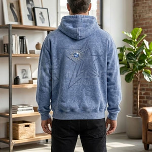 Sweat à capuche pour homme délavé à l'acide avec strass, 100 % coton, séchage rapide, léger, tendance, streetwear, doux, manches longues, décontracté - Product Image 4