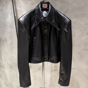 Women's Genuine Leather <b>Bomber</b> <b>Jacket</b> Full Sleeve Turn-down Collar Button Closure Short Length Autumn Style - Product Image 3
