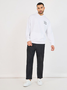 Sweat-shirt à capuche blanc pour homme, en coton French Terry, coupe classique, imprimé logo, style streetwear, vêtements d'automne - Product Image 1