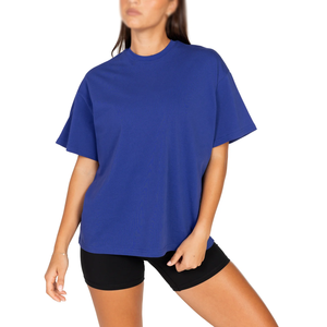 Camiseta de Cuello Redondo Extra Grande para Mujer, Color Sólido, Corte Holgado, Manga Corta, Algodón Jersey, Transpirable, Estilo Primavera Verano - Product Image 6