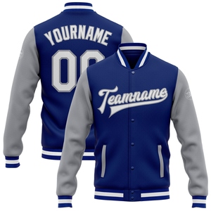 Chaqueta Varsity de Dos Tonos, Estilo Bomber, Color Blanco y Gris, Personalizada al por Mayor - Product Image 1