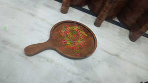 Batte à pizza ronde en bois de haute qualité de 10 pouces de diamètre avec poignée de 5 pouces Outils à pizza en bois de manguier de meilleure qualité Vallet bon marché - Product Image 3