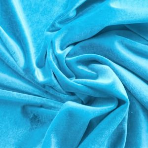 Sky <b>Blue</b> 100% Polyester Velvet Fabric Wrinkle Resistant Breathable Quick-Dry Medium Weight (130 GSM) Woven Home Curtain Material - Product Image 1