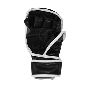 2026 Wholesale <b>SILVER</b> HEAD GUARD 8oz PU MMA Half-Finger <b>Gloves</b> Custom Logo Breathable Comfortable Durable High Quality Boxing - Product Image 1