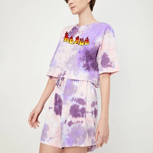 Ensembles pour femmes en coton 100% pur, sur mesure OEM, t-shirt à manches courtes et short pour dormir, été - Product Image 2